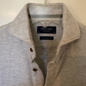 Profuomo Spread Collar Button Down Polo Shirt